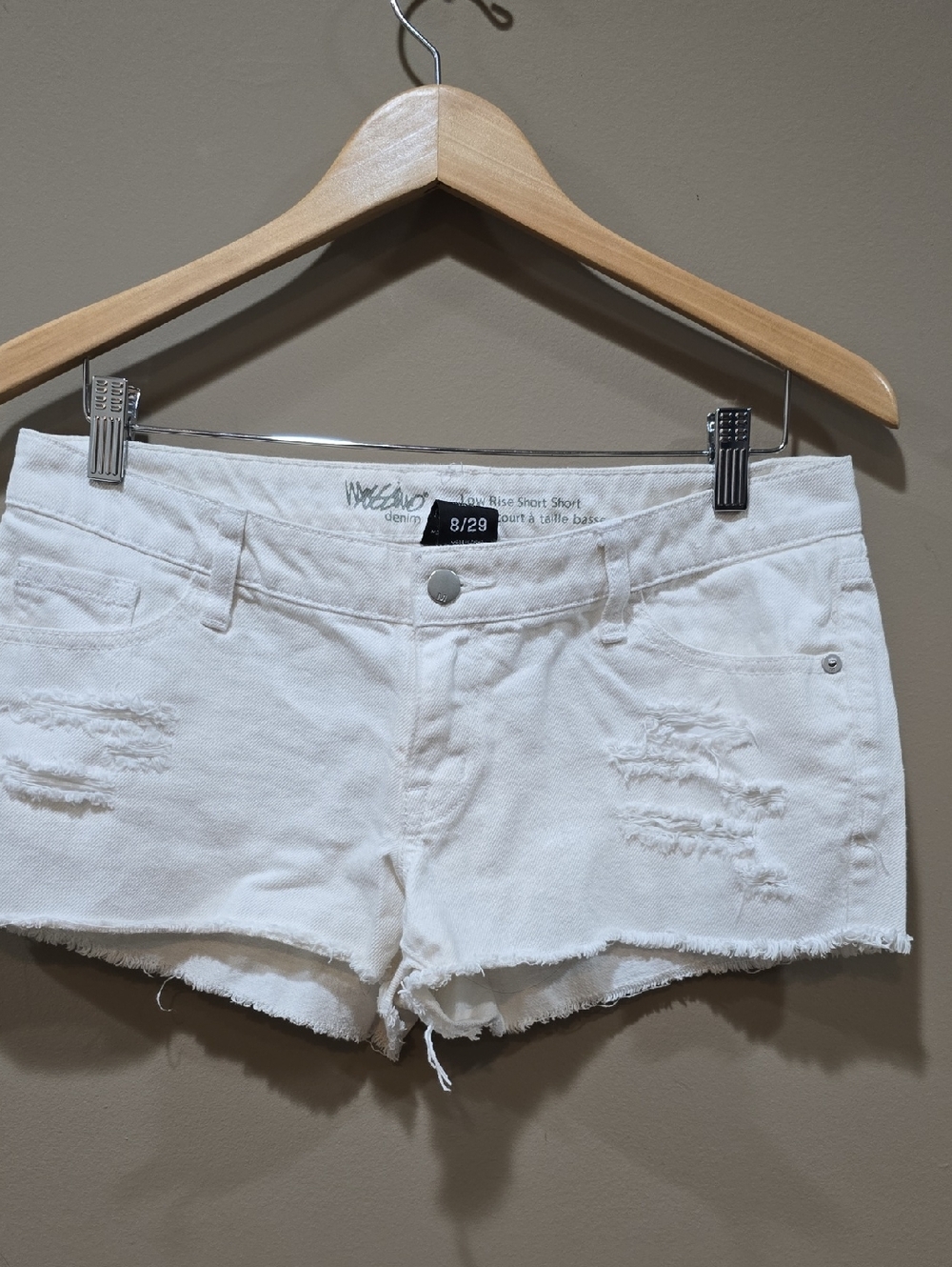 Massimo White Distressed Denim Jean Shorts
